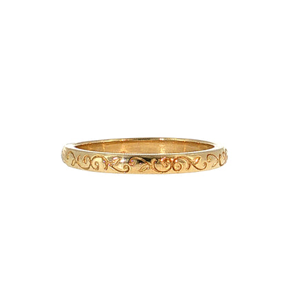 Engraved Filigree Wedding Band 14k Rose Gold