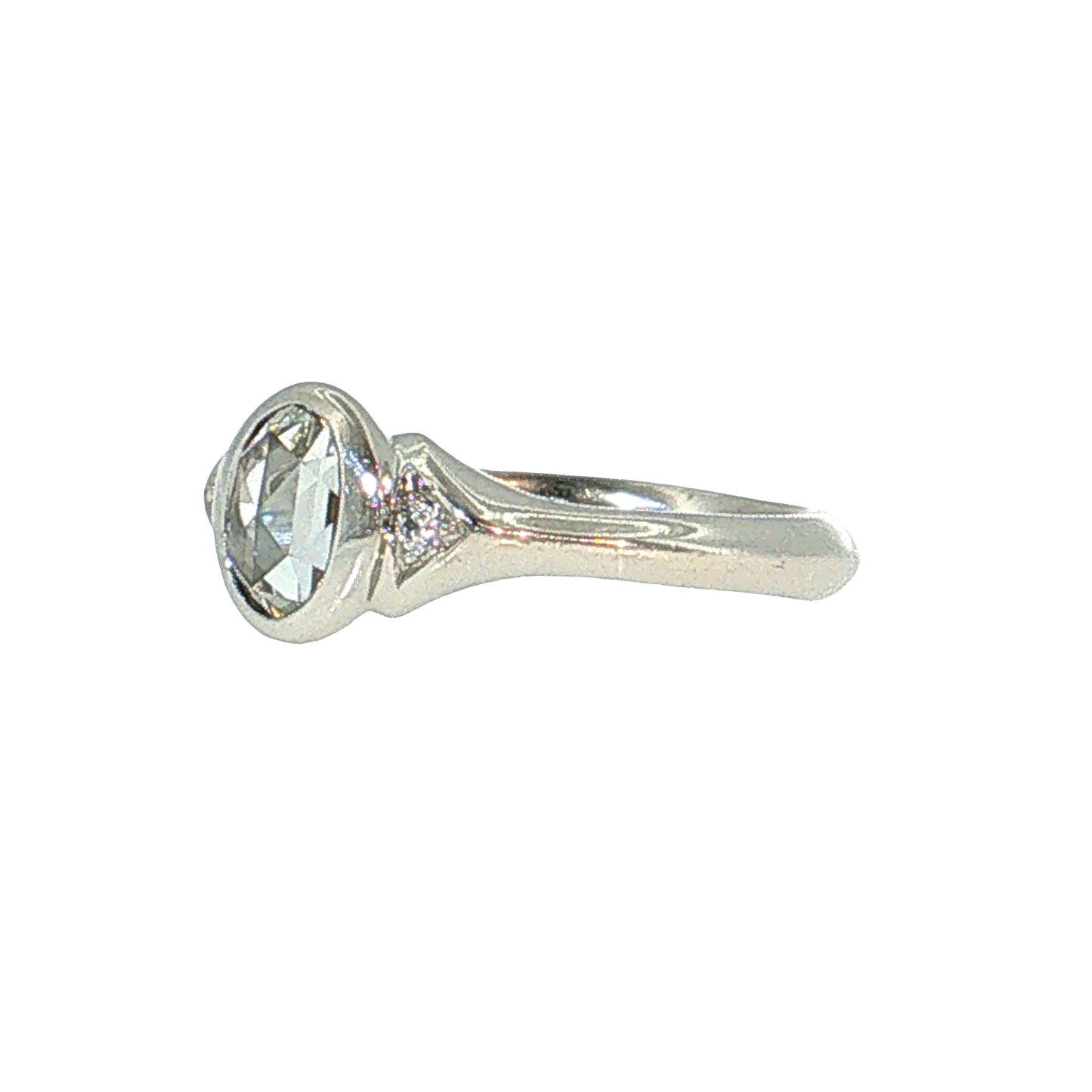 .76 Oval Rose Cut Diamond Engagement Ring Platinum