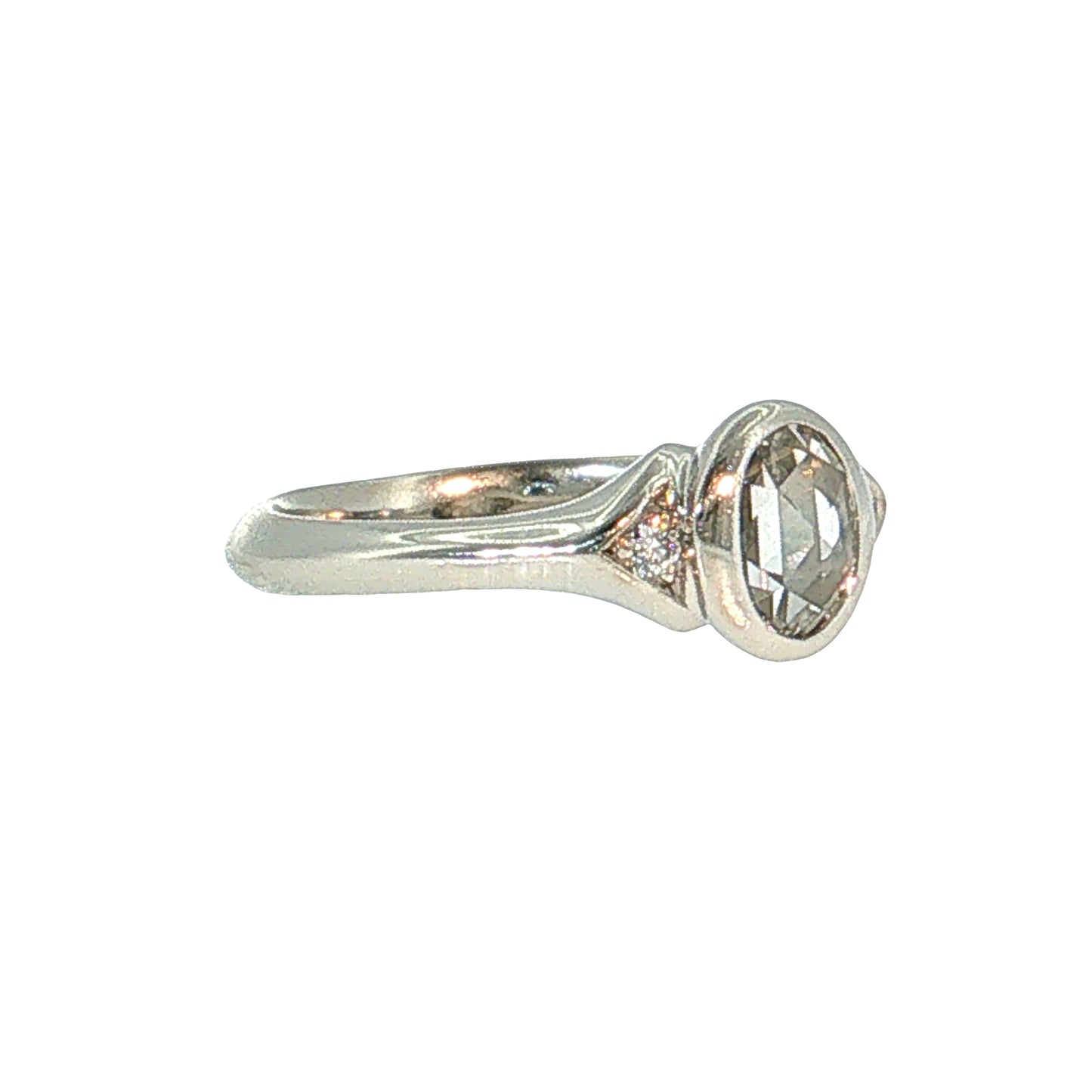 .76 Oval Rose Cut Diamond Engagement Ring Platinum