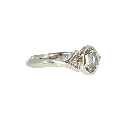 .76 Oval Rose Cut Diamond Engagement Ring Platinum