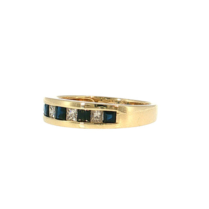 .45 Blue Sapphire & Diamond Wedding Band 14k