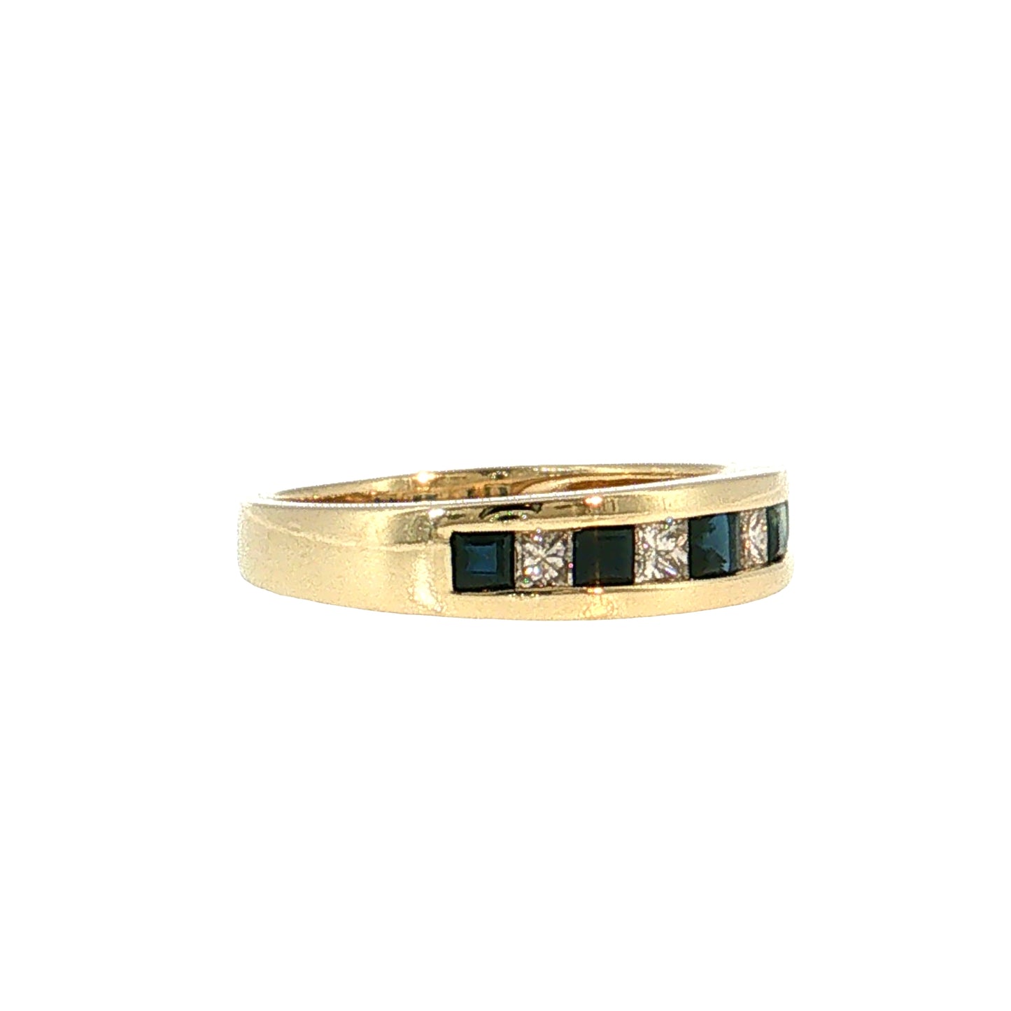 .45 Blue Sapphire & Diamond Wedding Band 14k