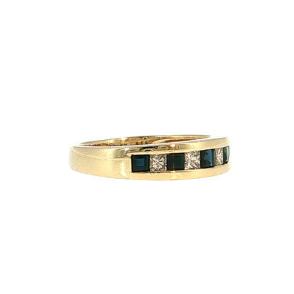 .45 Blue Sapphire & Diamond Wedding Band 14k