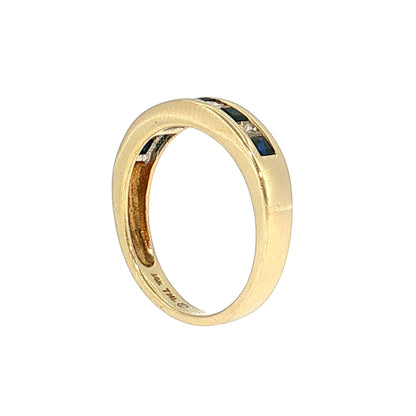 .45 Blue Sapphire & Diamond Wedding Band 14k
