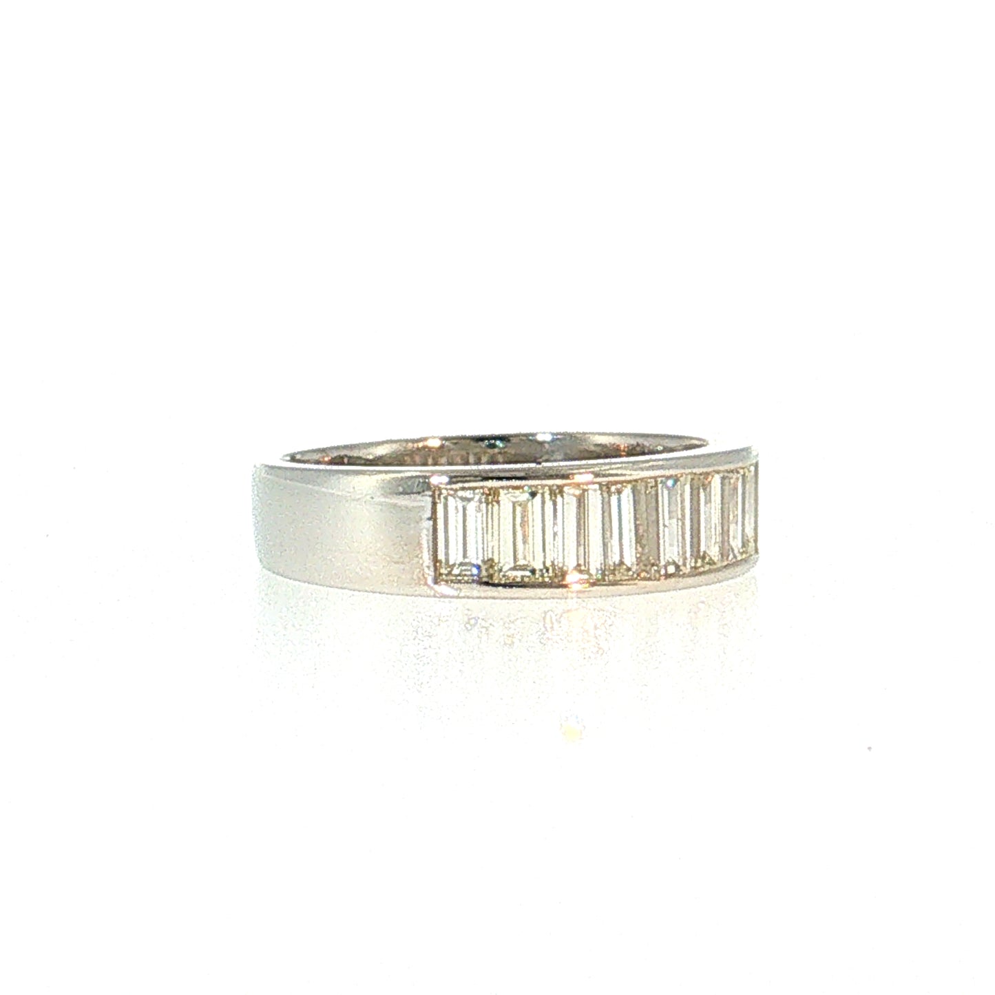 1.36 Baguette Diamond Wedding Band 18k White Gold