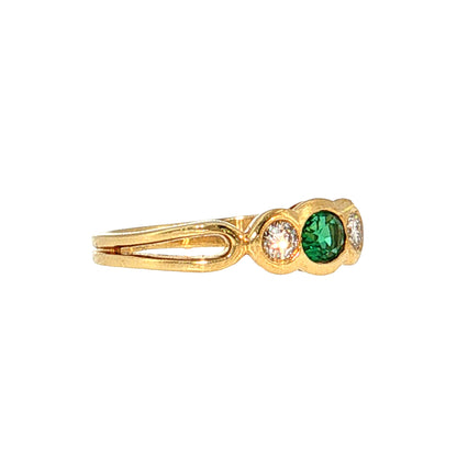 .35 Oval Emerald & Diamond Three Stone Ring 18k