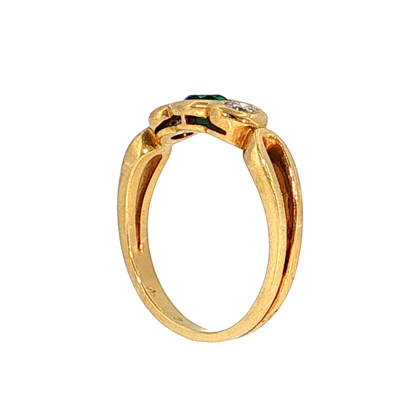 .35 Oval Emerald & Diamond Three Stone Ring 18k