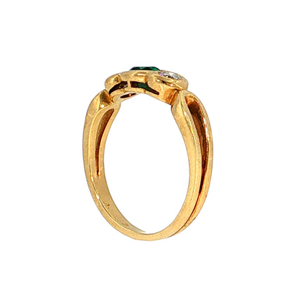 .35 Oval Emerald & Diamond Three Stone Ring 18k