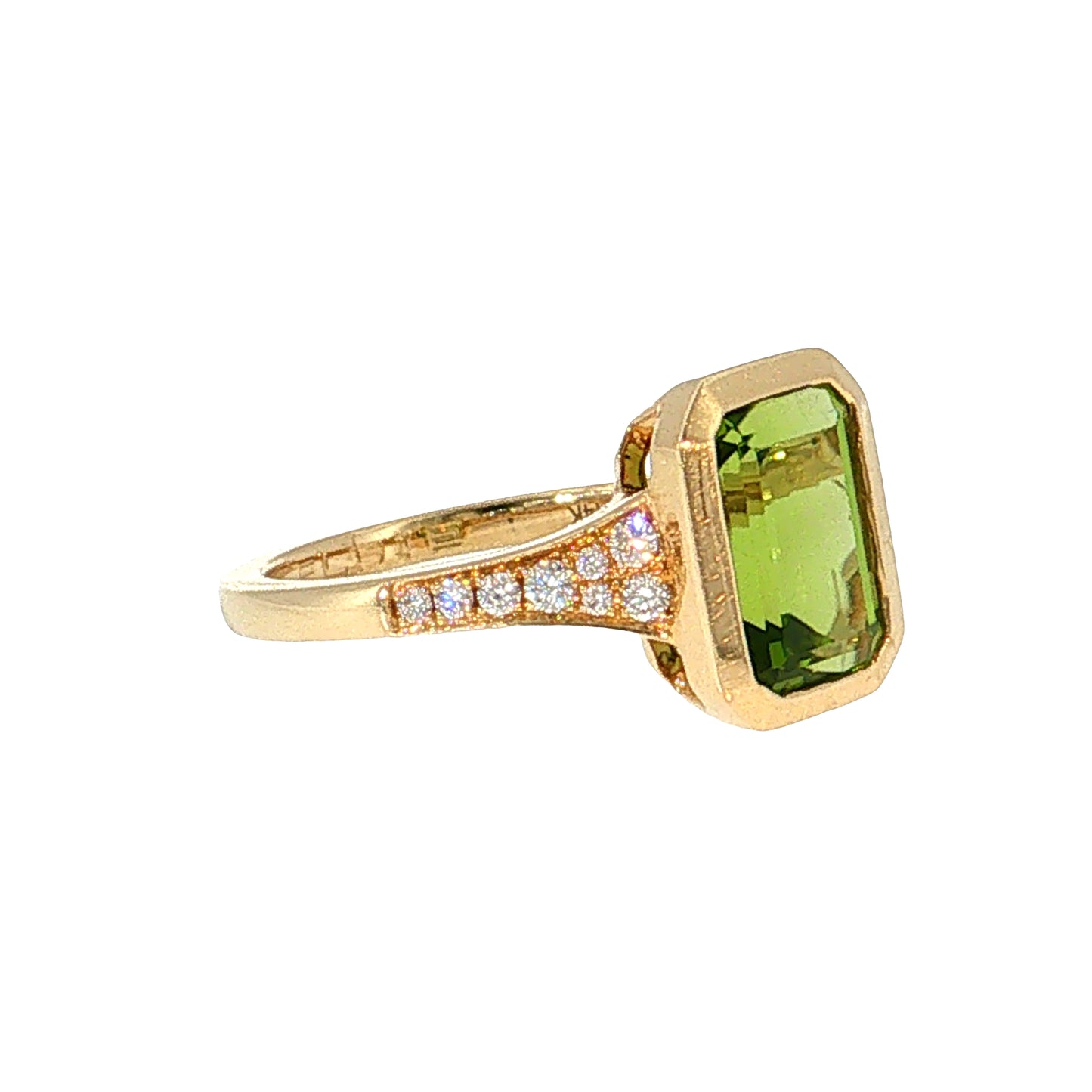 2.72 Peridot & Diamond Cocktail Ring 14k Yellow Gold