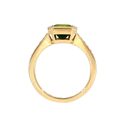 2.72 Peridot & Diamond Cocktail Ring 14k Yellow Gold