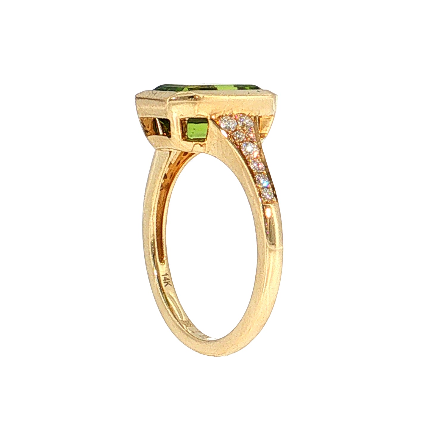 2.72 Peridot & Diamond Cocktail Ring 14k Yellow Gold
