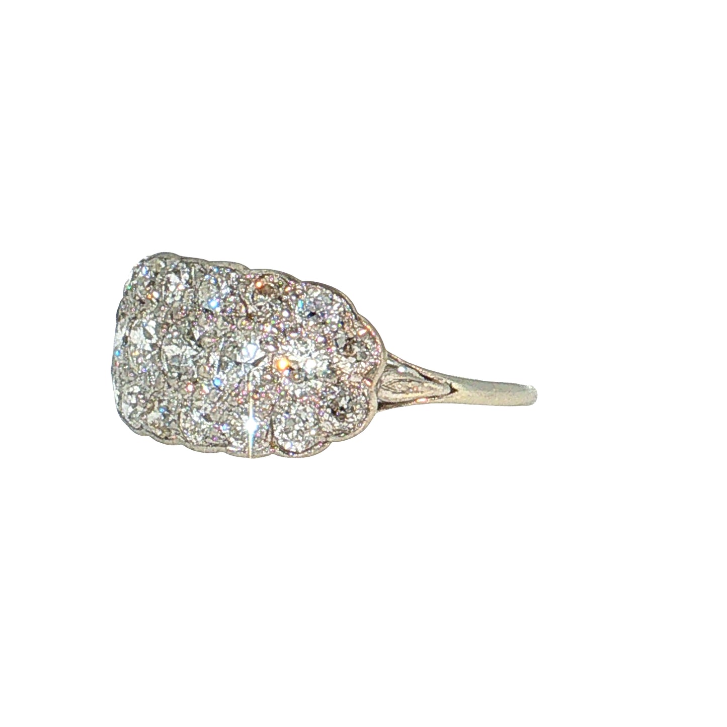 1.19 Antique Art Deco Diamond Cocktail Ring 18k