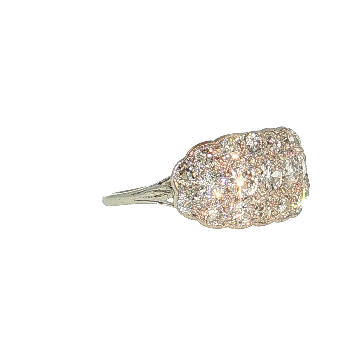 1.19 Antique Art Deco Diamond Cocktail Ring 18k