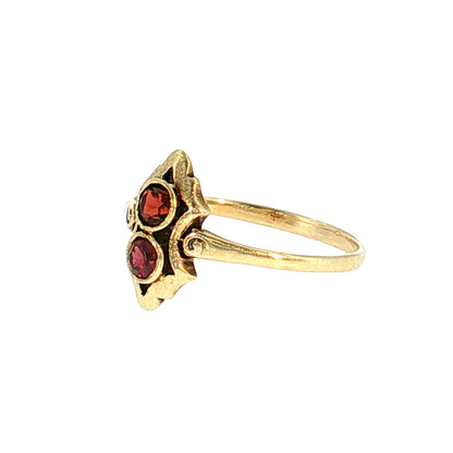 .26 Vintage Retro Garnet Cocktail Ring 14k Yellow Gold
