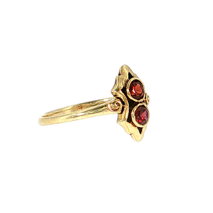 .26 Vintage Retro Garnet Cocktail Ring 14k Yellow Gold