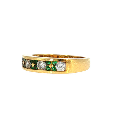 .44 Diamond & Emerald Stacking Ring 18k Yellow Gold