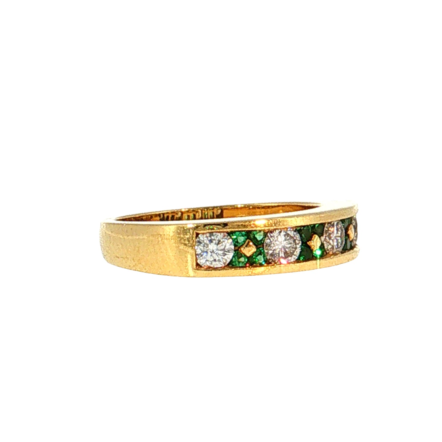 .44 Diamond & Emerald Stacking Ring 18k Yellow Gold