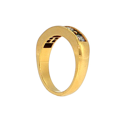 .44 Diamond & Emerald Stacking Ring 18k Yellow Gold