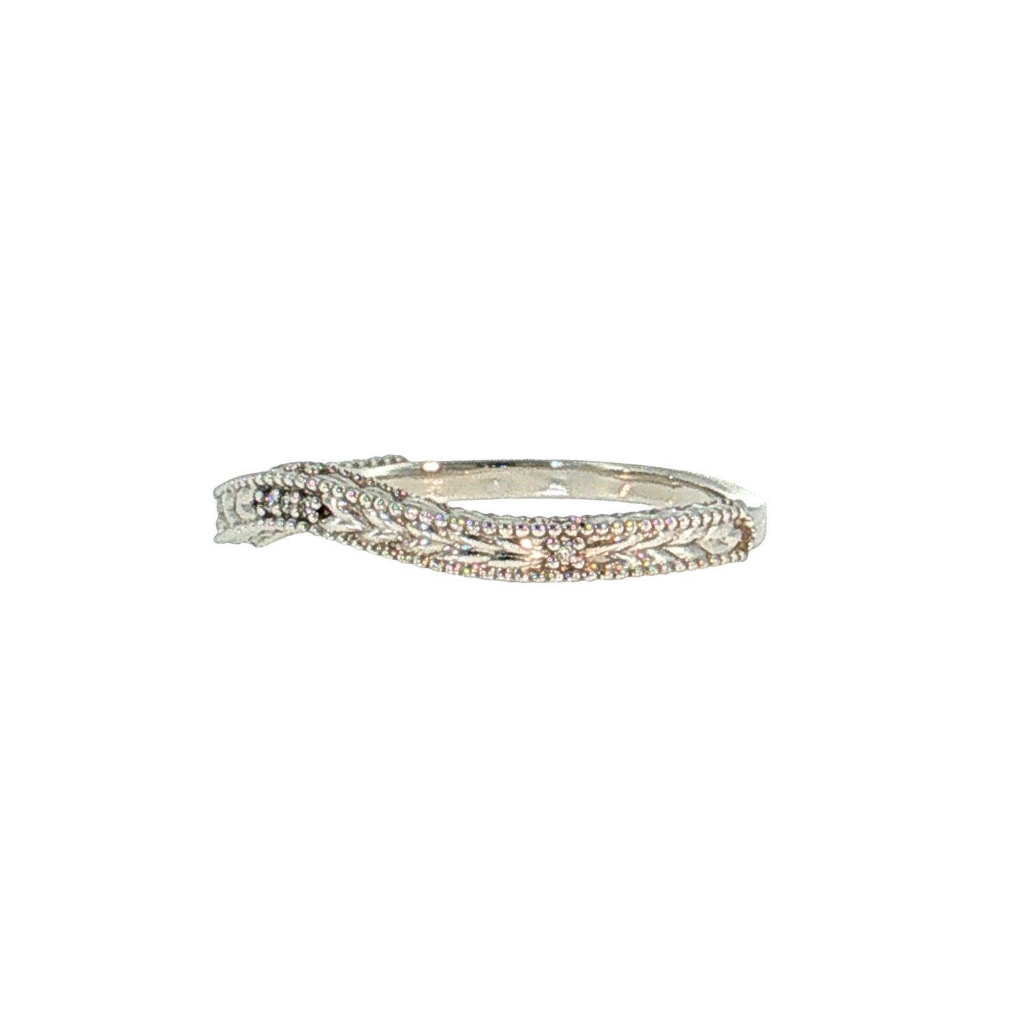 .03 Diamond Chevron Contoured Wedding Band 14k