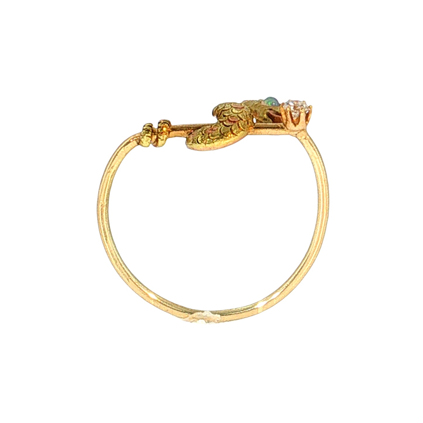 .06 Vintage Victorian Diamond & Opal Dragon Ring 14k