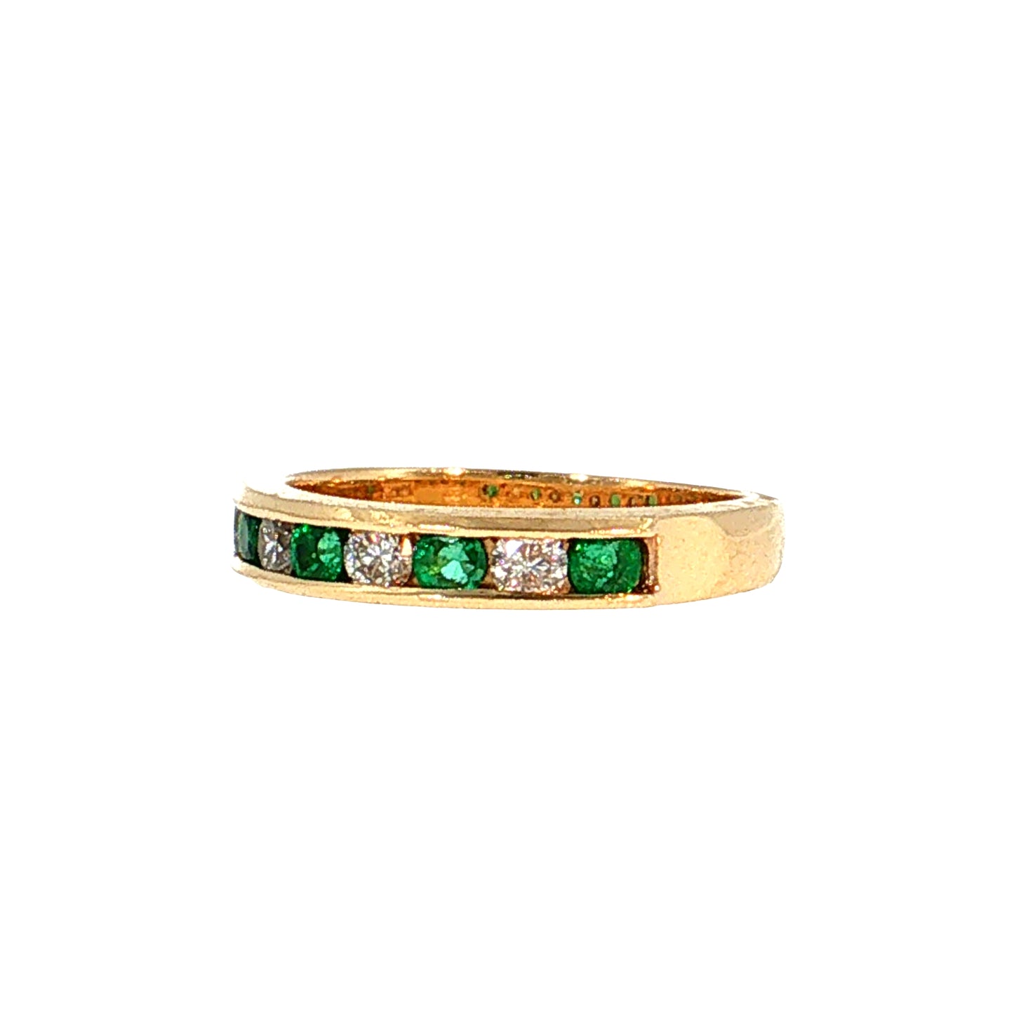 .30 Emerald & Diamond Stacking Band 14k Yellow Gold