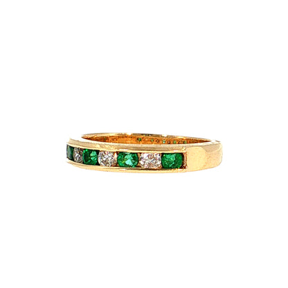 .30 Emerald & Diamond Stacking Band 14k Yellow Gold