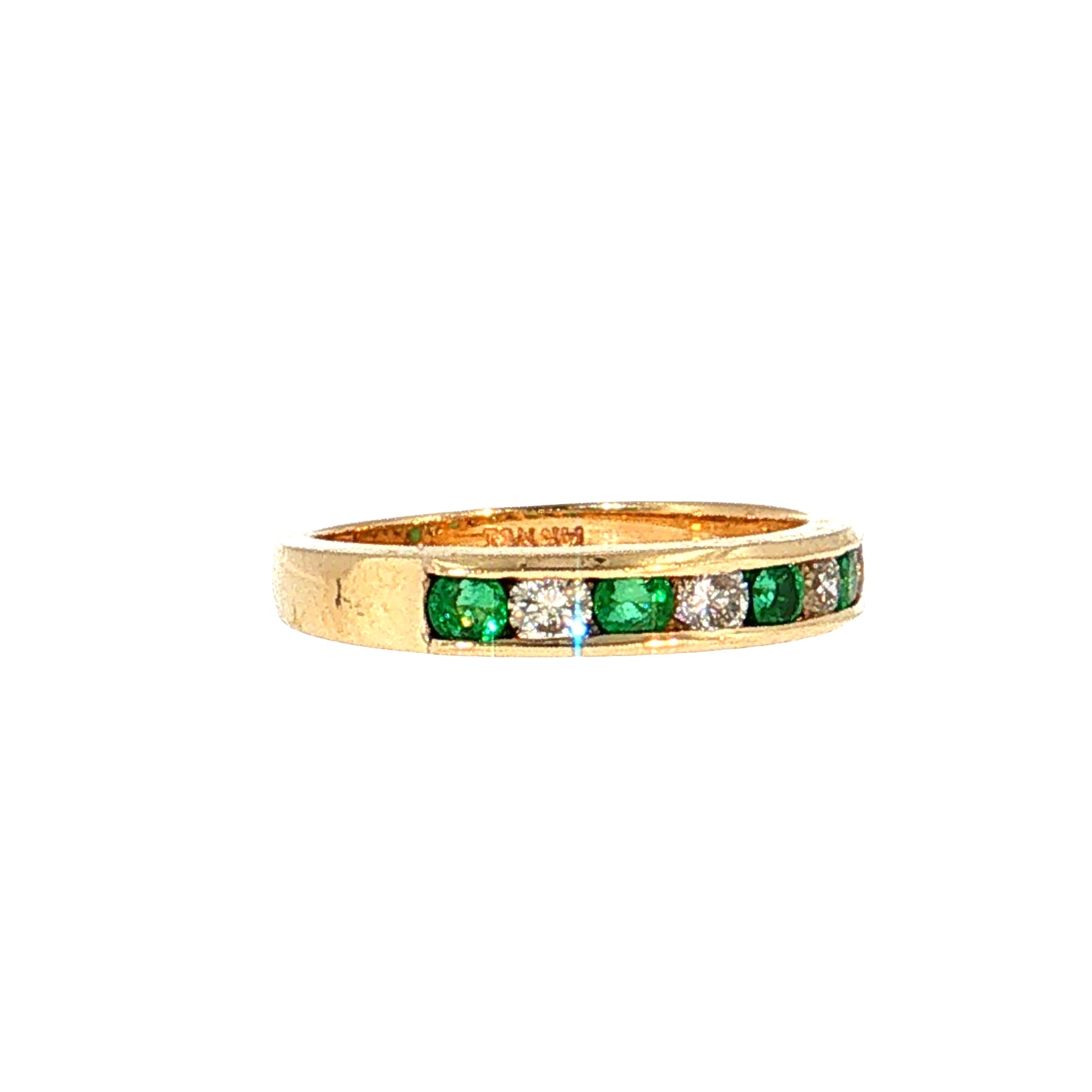 .30 Emerald & Diamond Stacking Band 14k Yellow Gold