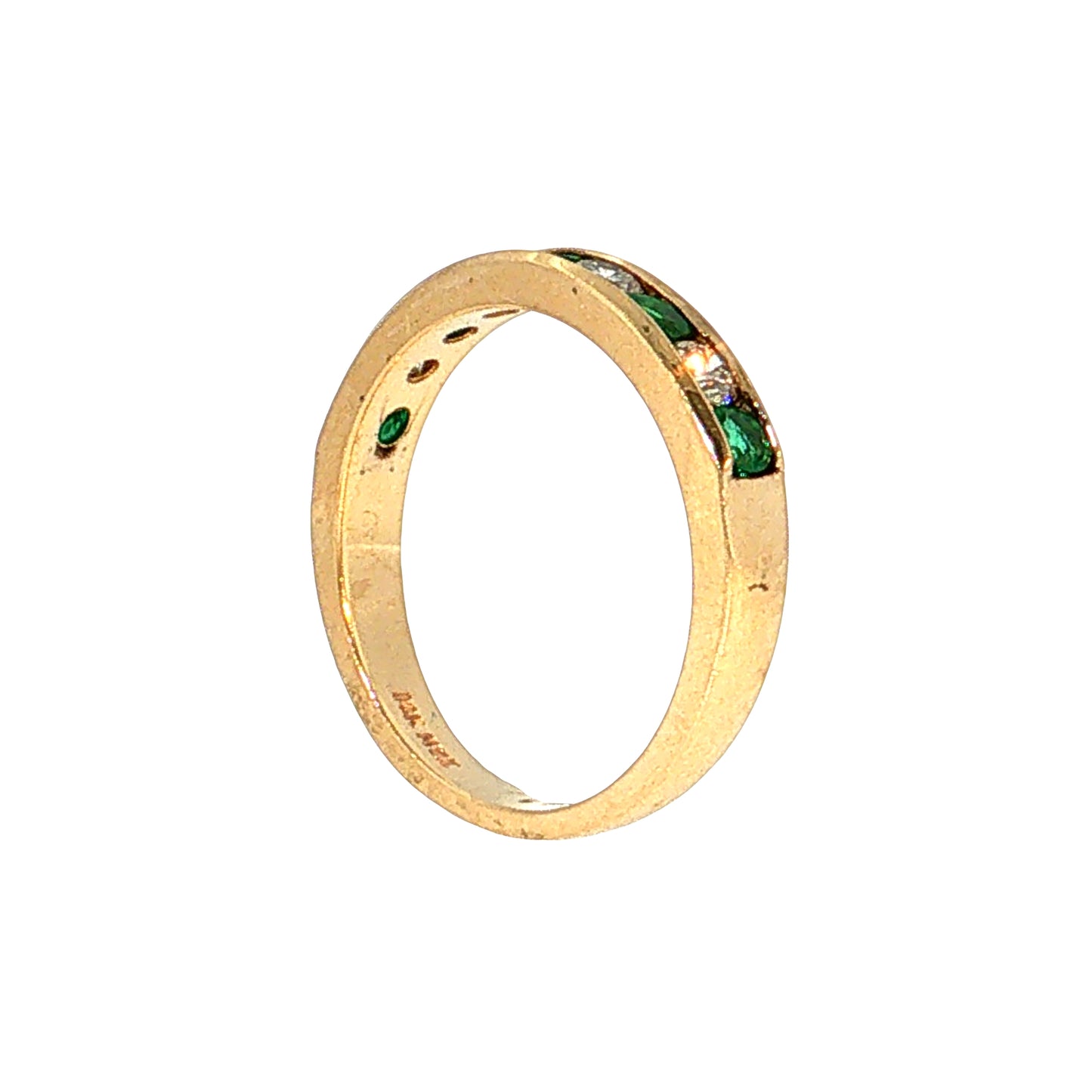 .30 Emerald & Diamond Stacking Band 14k Yellow Gold