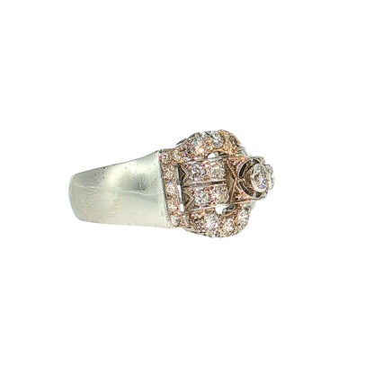 .45 Vintage Diamond Buckle Cocktail Ring Platinum
