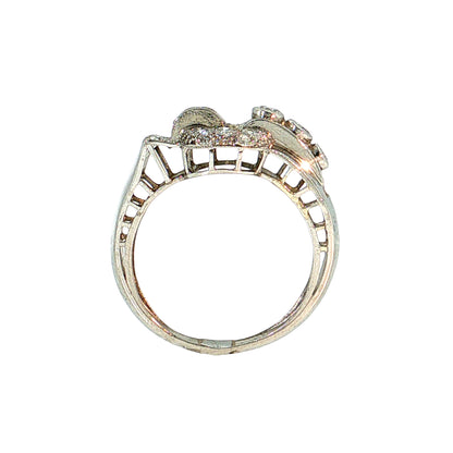 .45 Vintage Diamond Buckle Cocktail Ring Platinum