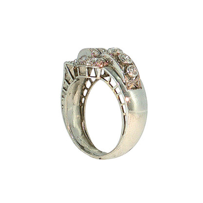 .45 Vintage Diamond Buckle Cocktail Ring Platinum