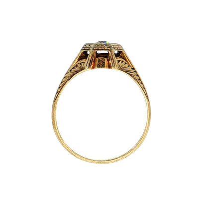.18 Vintage Retro Men's Diamond Ring Two-Tone 14k