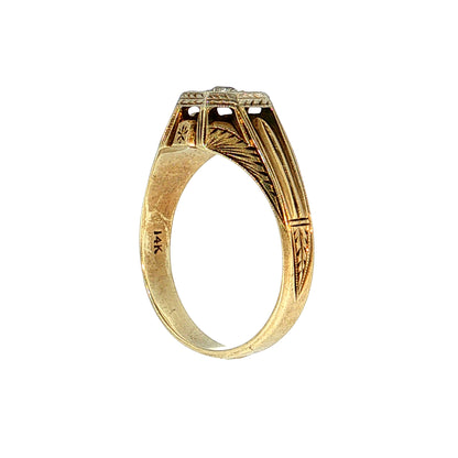 .18 Vintage Retro Men's Diamond Ring Two-Tone 14k