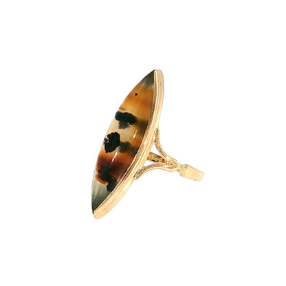 5.41 Antique Victorian Agate Cocktail Ring 14k Rose Gold
