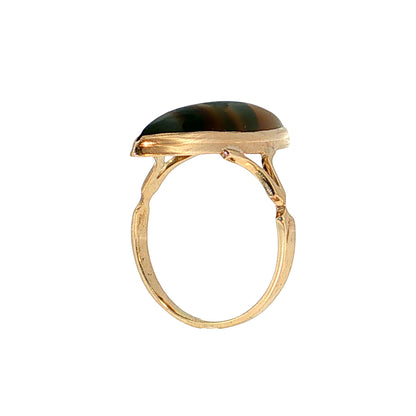 5.41 Antique Victorian Agate Cocktail Ring 14k Rose Gold