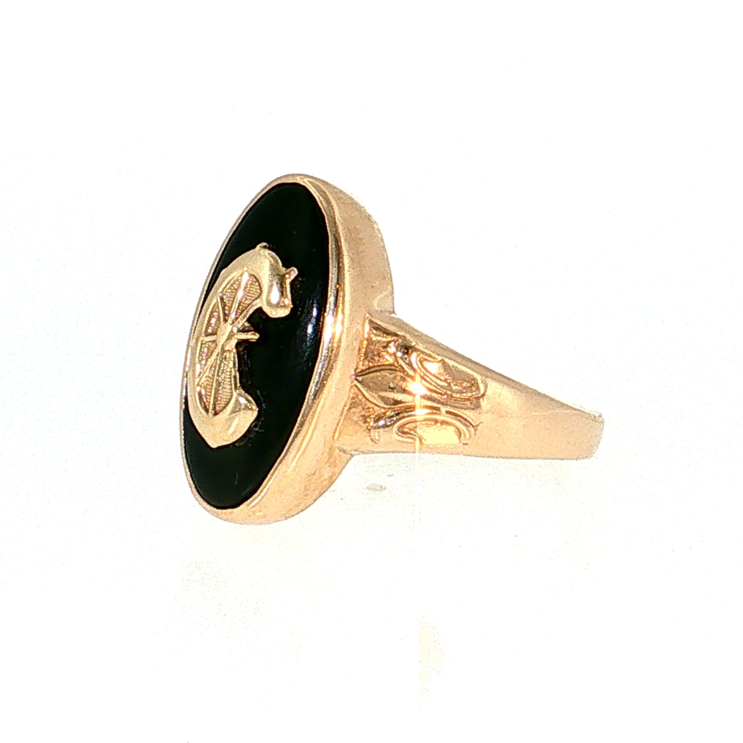 Black Onyx Wagon Wheel Cocktail Ring 14k