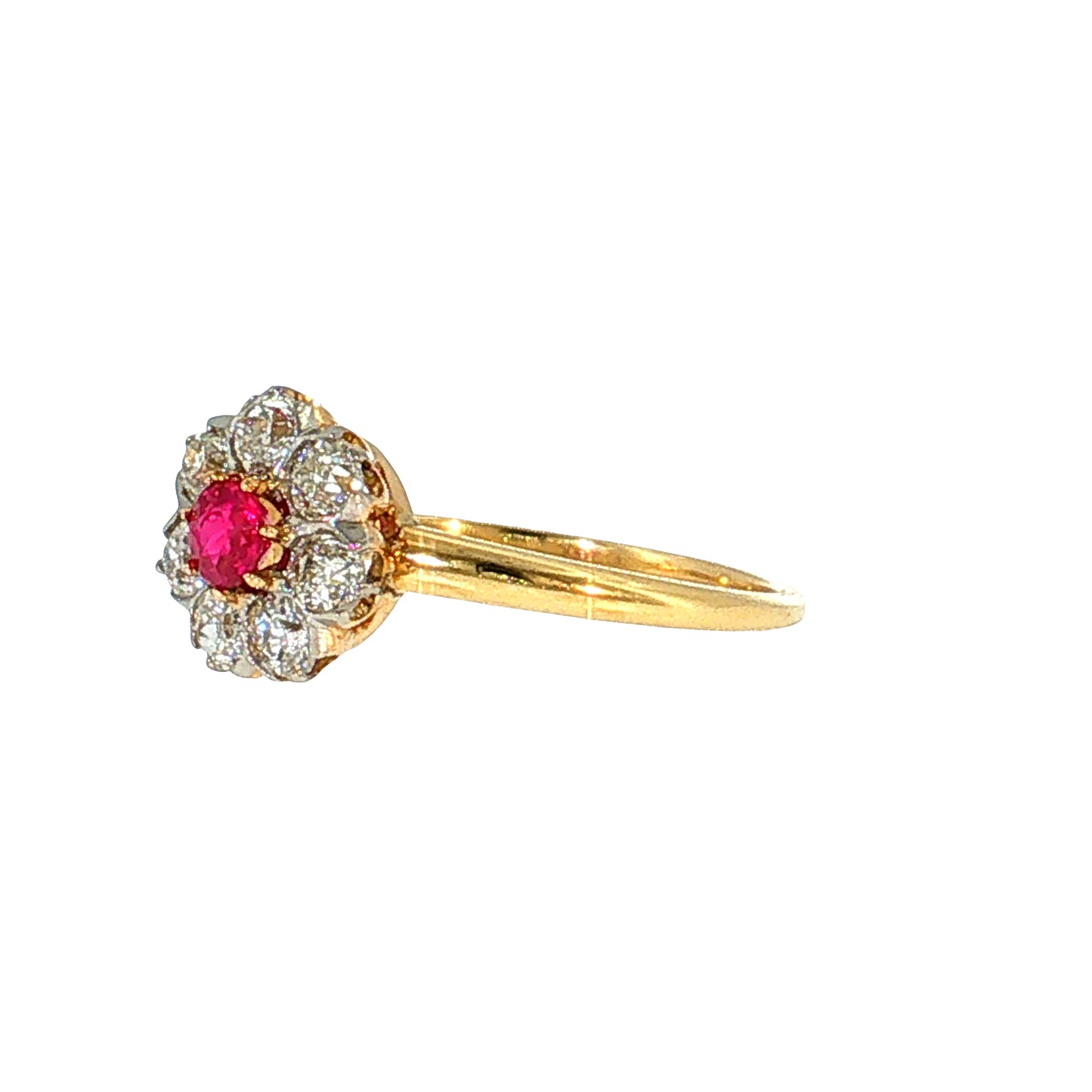 .21 Victorian Ruby & Diamond Halo Ring 14k & Platinum