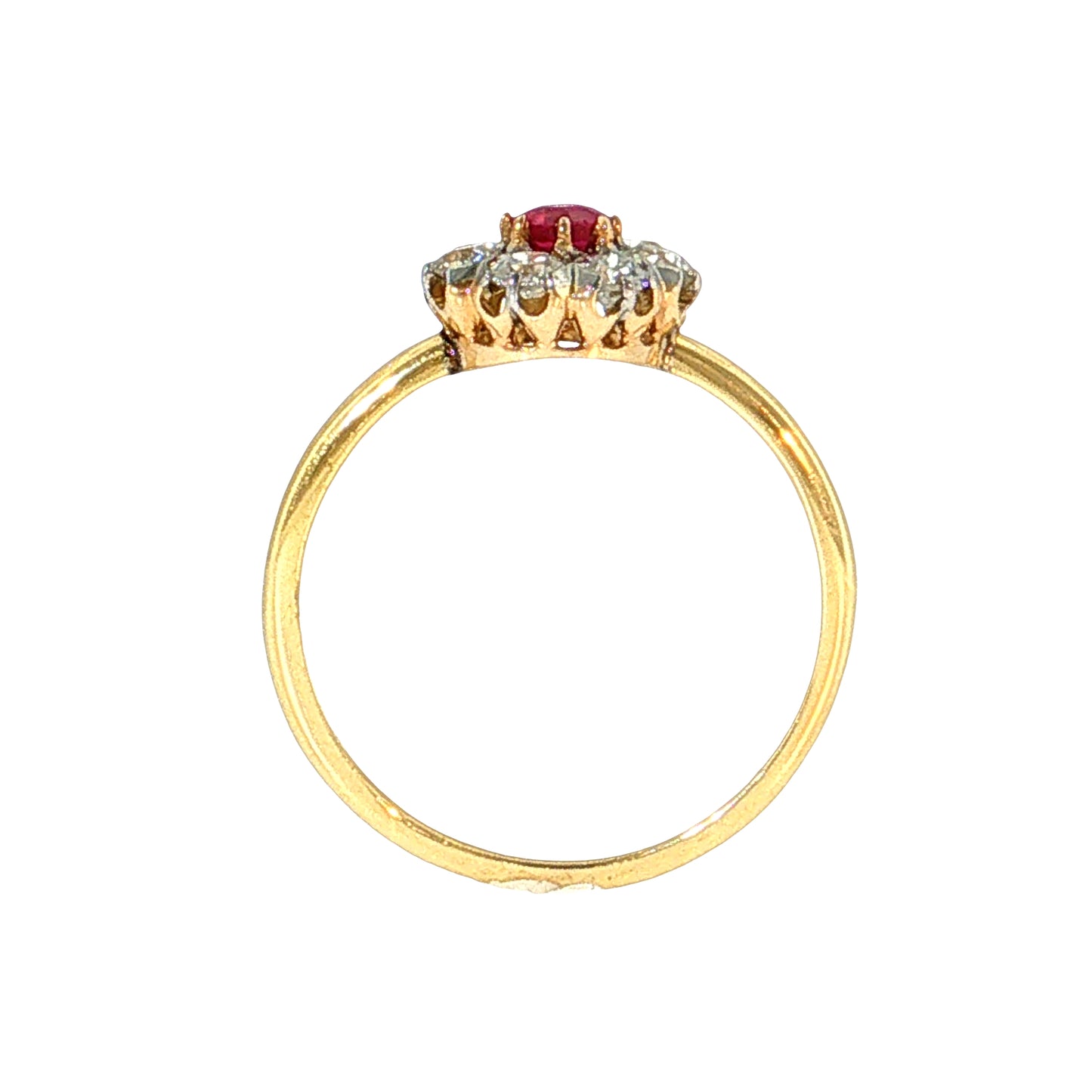 .21 Victorian Ruby & Diamond Halo Ring 14k & Platinum