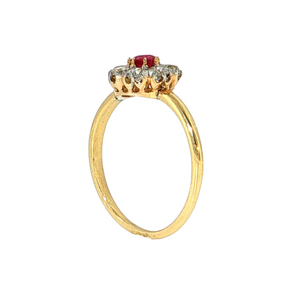 .21 Victorian Ruby & Diamond Halo Ring 14k & Platinum