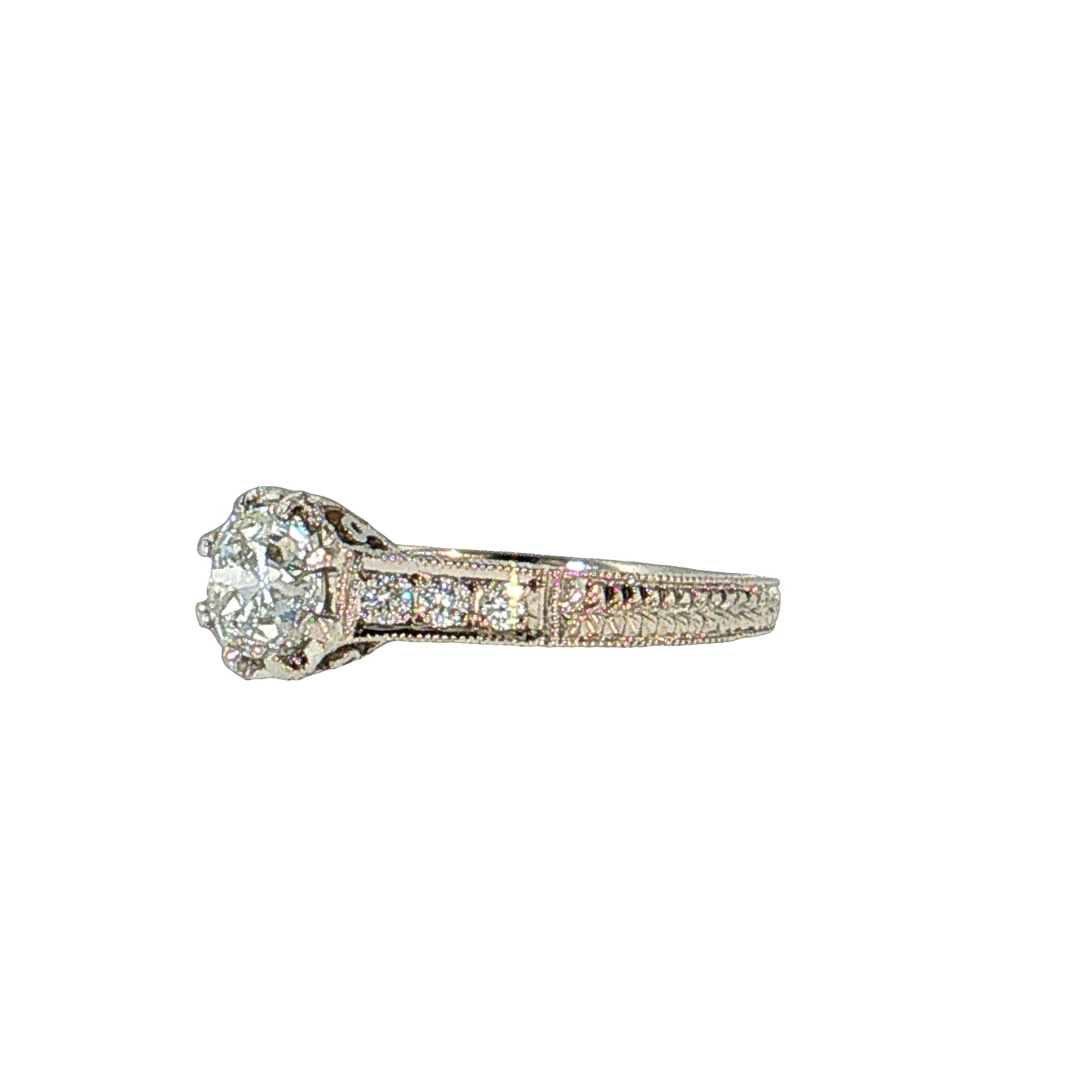 .70 Old European Diamond Engagement Ring Platinum