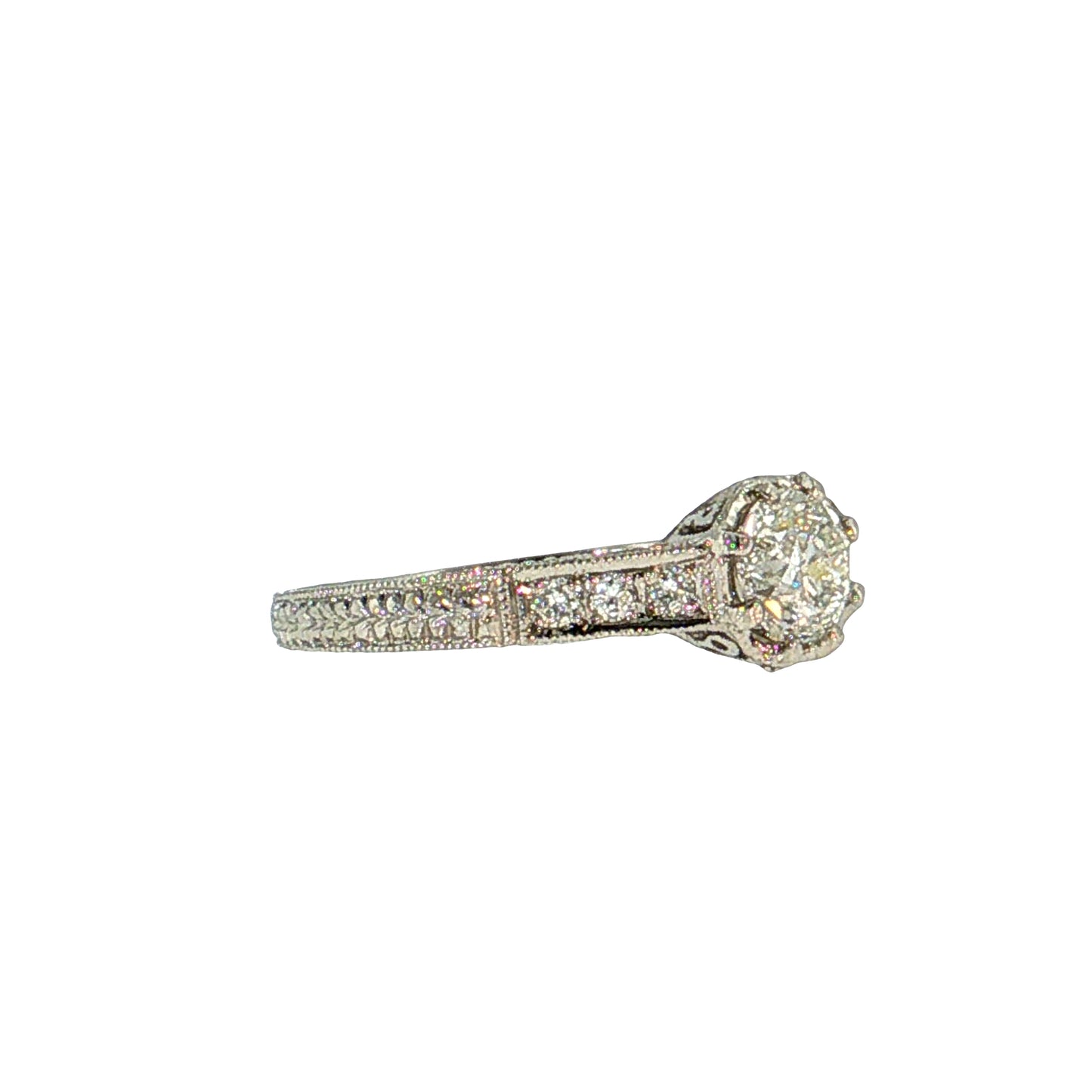.70 Old European Diamond Engagement Ring Platinum