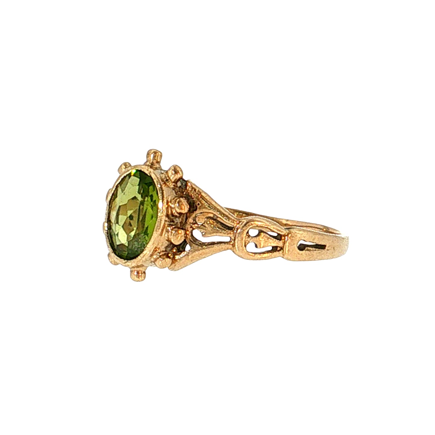 .87 Oval Peridot Cocktail Ring 10k Yellow Gold