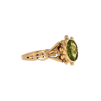 .87 Oval Peridot Cocktail Ring 10k Yellow Gold