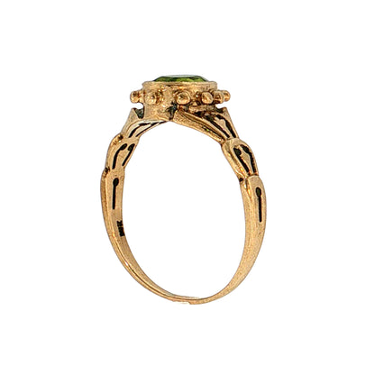 .87 Oval Peridot Cocktail Ring 10k Yellow Gold