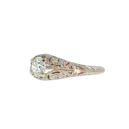 .80 Art Deco Inspired Diamond Engagement Ring Platinum
