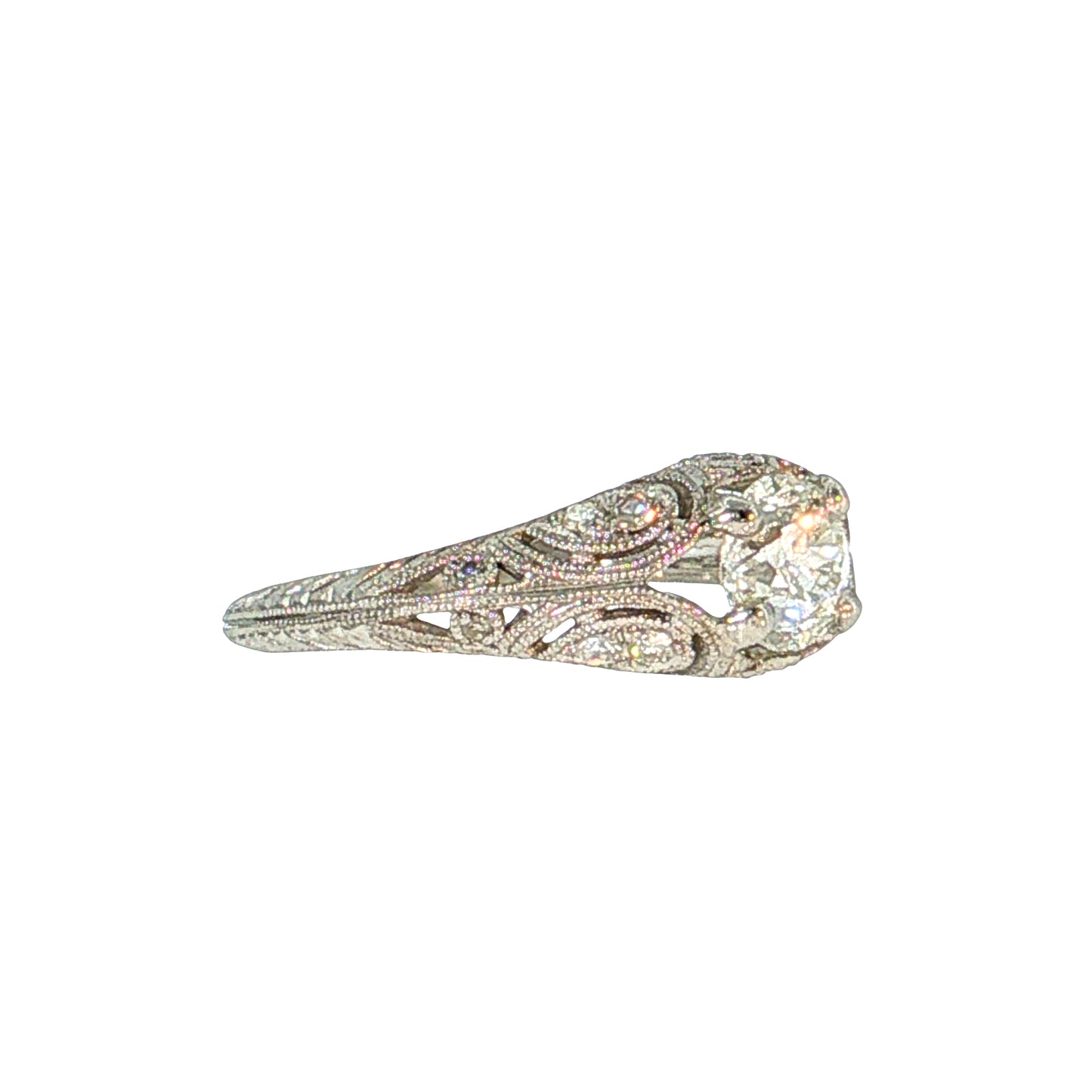 .80 Art Deco Inspired Diamond Engagement Ring Platinum