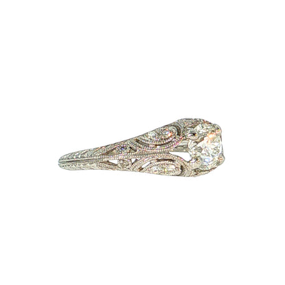.80 Art Deco Inspired Diamond Engagement Ring Platinum