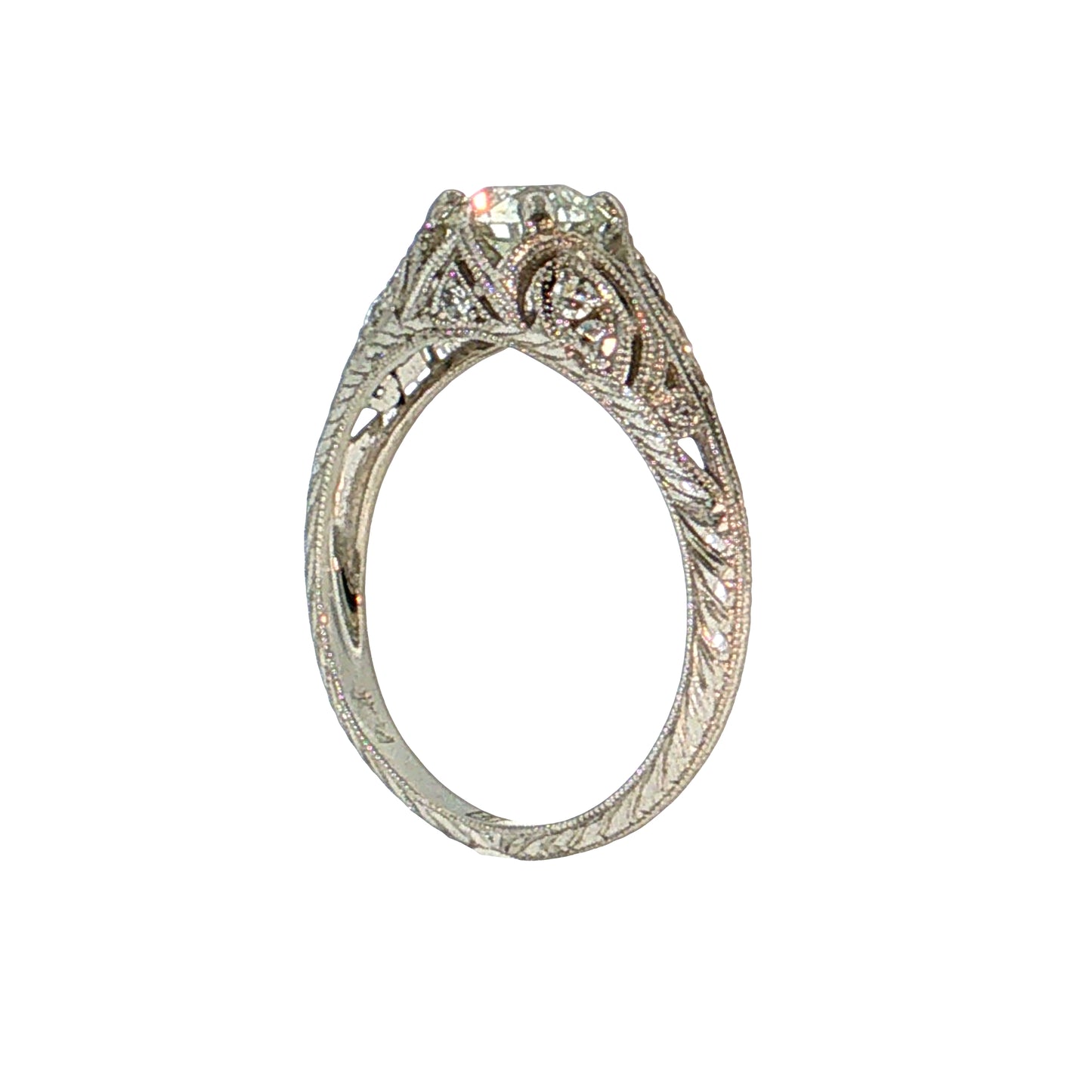 .80 Art Deco Inspired Diamond Engagement Ring Platinum