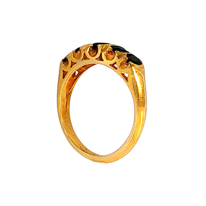 .72 Vintage Victorian Blue Sapphire Five Stone Ring 14k