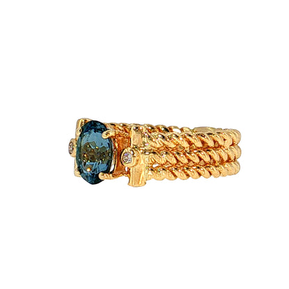 1.12 Oval Santa Maria Aquamarine Cocktail Ring 14k